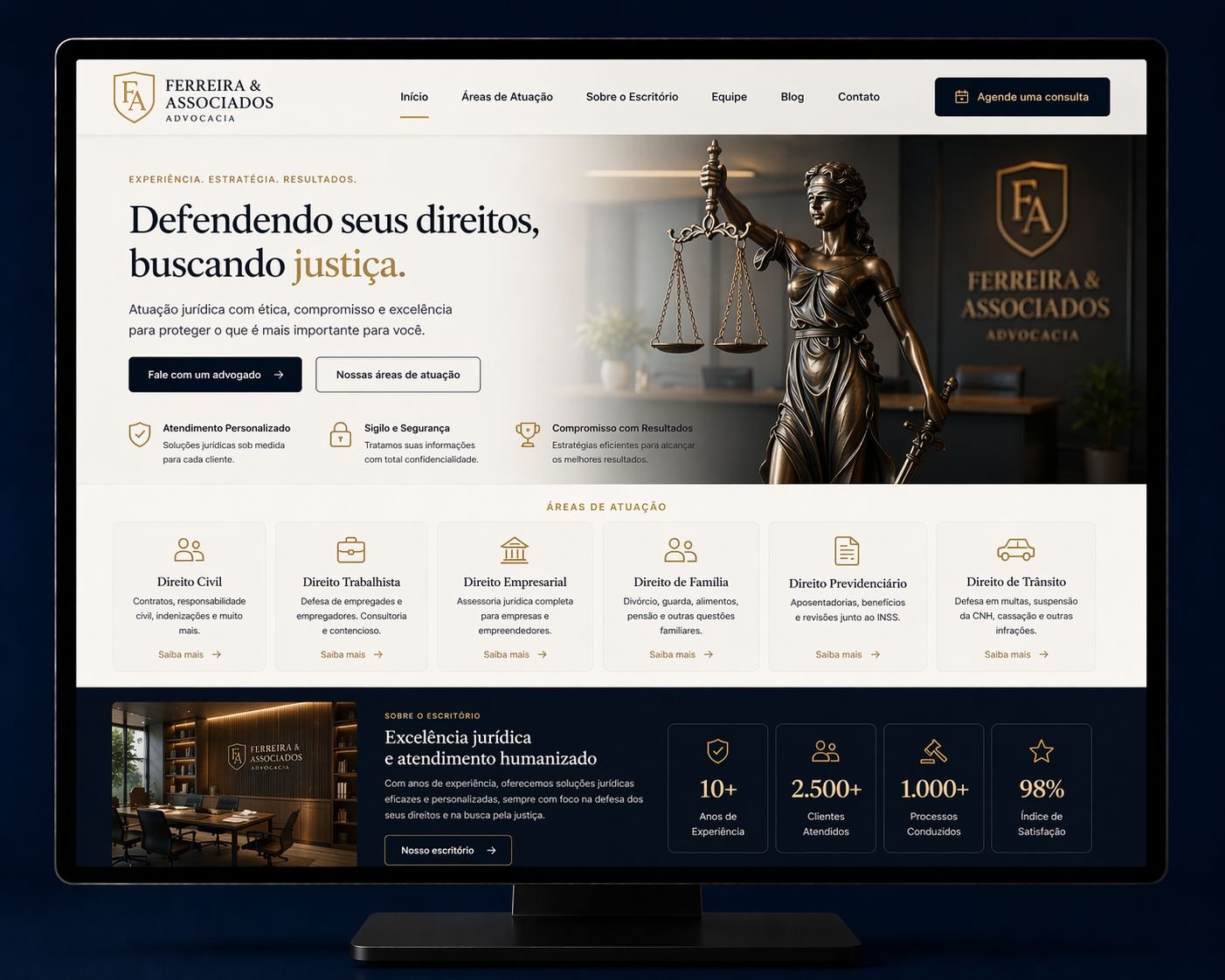 Modelo de site institucional para escritório de advocacia - TToF Digital