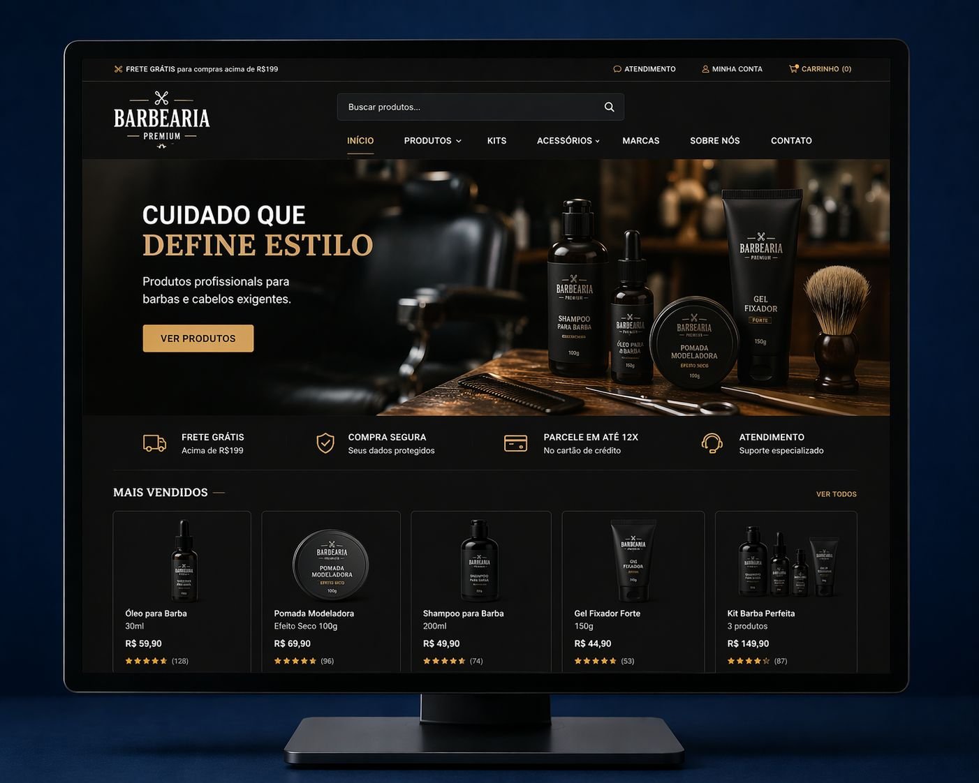 Modelo de site profissional para barbearia com agenda online - TToF Digital