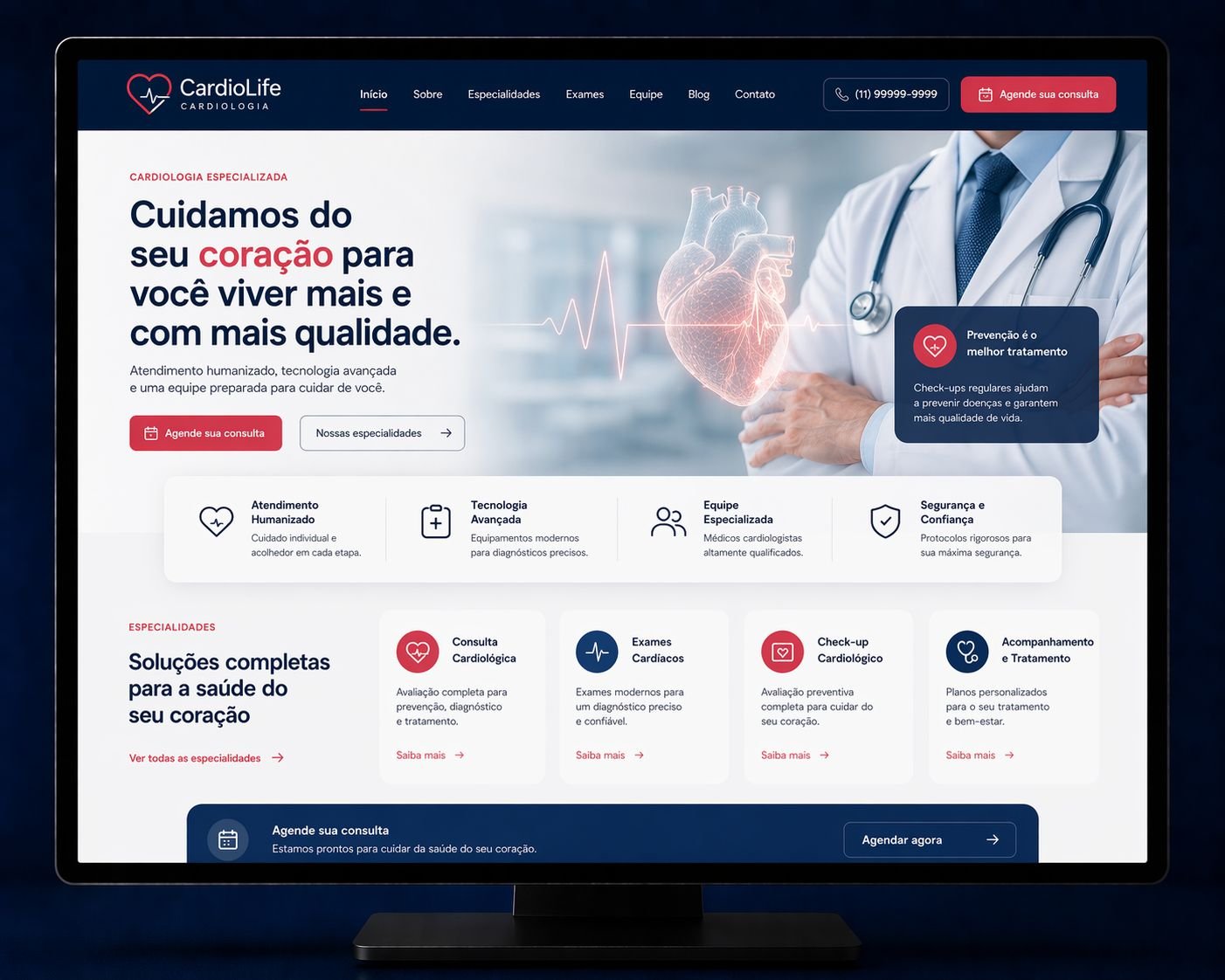 Modelo de site profissional para clínica e especialidades médicas - TToF Digital