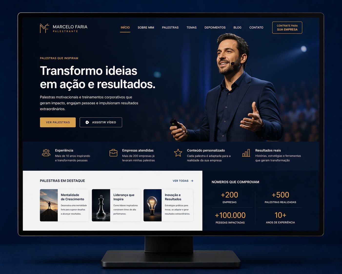 Modelo de portfólio profissional para palestrante e coach - TToF Digital